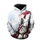 Толстовка МужскаяЖенская, с 3D-принтом рыцарей-тамплиеров, уличная, большого размера, 2021