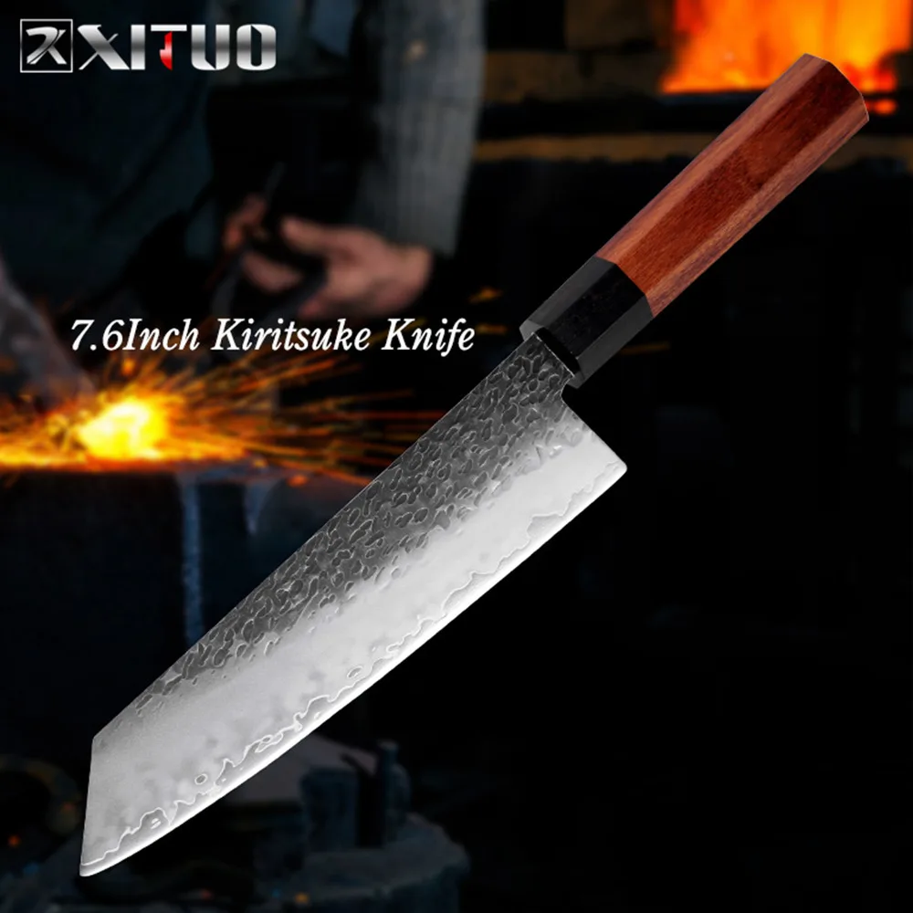 Kiritsuke Knife XITUO три-слой композита Сталь шеф-повара Ножи ручной ковки китайский нож Острый кухонный топорик Santoku кирицукэ утилита Пособия по кулинарии инструменты - Цвет: Kiritsuke Knife