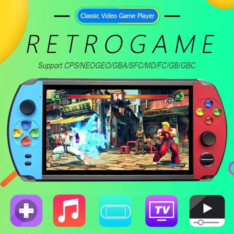 

X19 Retro Handheld Game Player 8/16GB 7.0" Screen FC Arcade Video Game Console