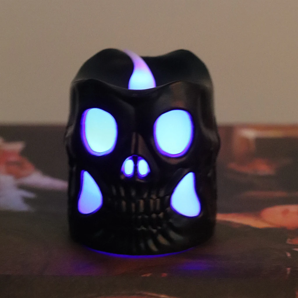 Черный белый цвет огни в форме черепа Призрак лампы свечи для Хэллоуина декор