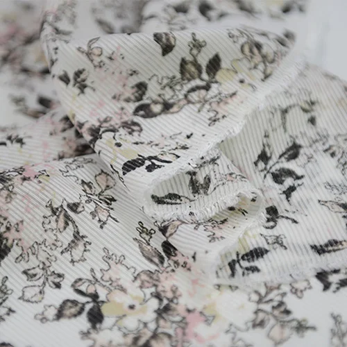 Шелковая льняная ткань шелковая кисть для растушевки с цветочным принтом 16 momme