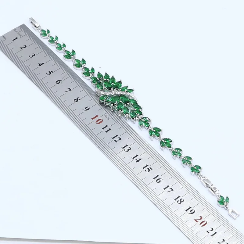 Зеленый полудрагоценный серебряный цвет свадебный набор украшений для женщин