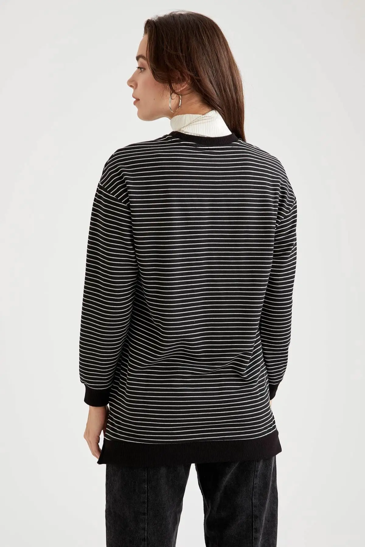 

Modest Relax Fit Striped Knit Tunic Muslim Tunic 2021 Fashion