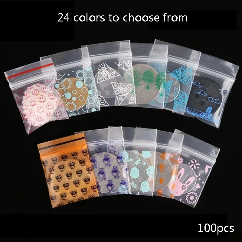 

Color self-sealing bag thickening cute accessories sealing bag mini cartoon earrings jewelry packaging storage bag
