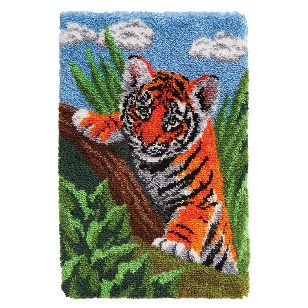 

Latch hook rug kits for adults Canvas embroidery with pattern Tiger carpet kit with hook needlework Strapin for carpet Handcraft