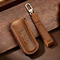 genuine leather car remote smart key case cover for mazda 3 6 axela cx 5 cx 7 cx 9 cx30 cx4 cx5 cx8 auto keychain accessories