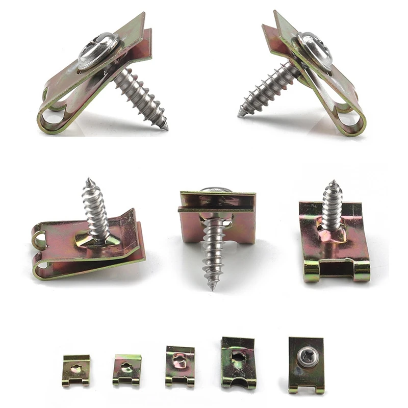 

110Pcs Speed Fasteners Clips U Nuts Self Tapping Screw Spire U Clips Interior Trim Panels