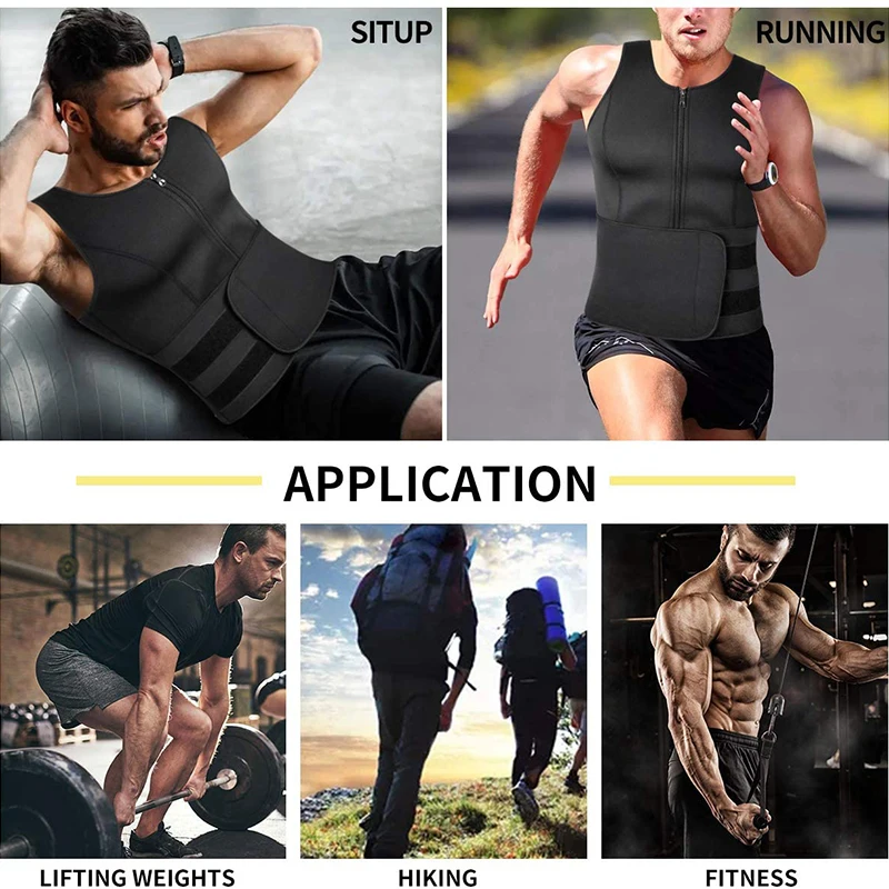

Neoprene Sauna Suit for Men Waist Trainer Sweat Vest Zipper Body Shaper with Adjustable Workout Tank Top Tummy Control Shapewear