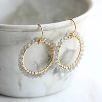 14k gold filled circle earrings natural moonstone brincos hammered gold jewelry oorbellen boho pendientes women drop earrings