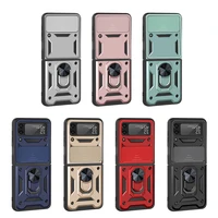 smart phone protective case for samsung galaxy z flip 3 shockproof cam shield armor case with ring holder scratch resistant