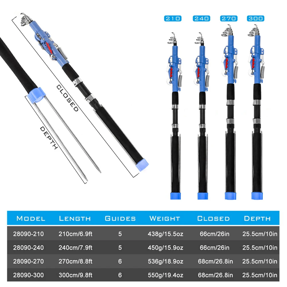 2.1m/2.4m/2.7m/3.0m Adjustable Automatic Fishing Rod Sea River Lake Pool Telescopic Pole with Bank Stick | Спорт и развлечения