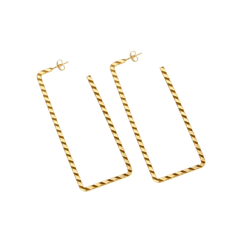 

Stainless Steel Stud Hoop Earring for Women Gold Color Nice New Shape Rectangle Ear Accessories Fashion Jewelry 2021 Hot