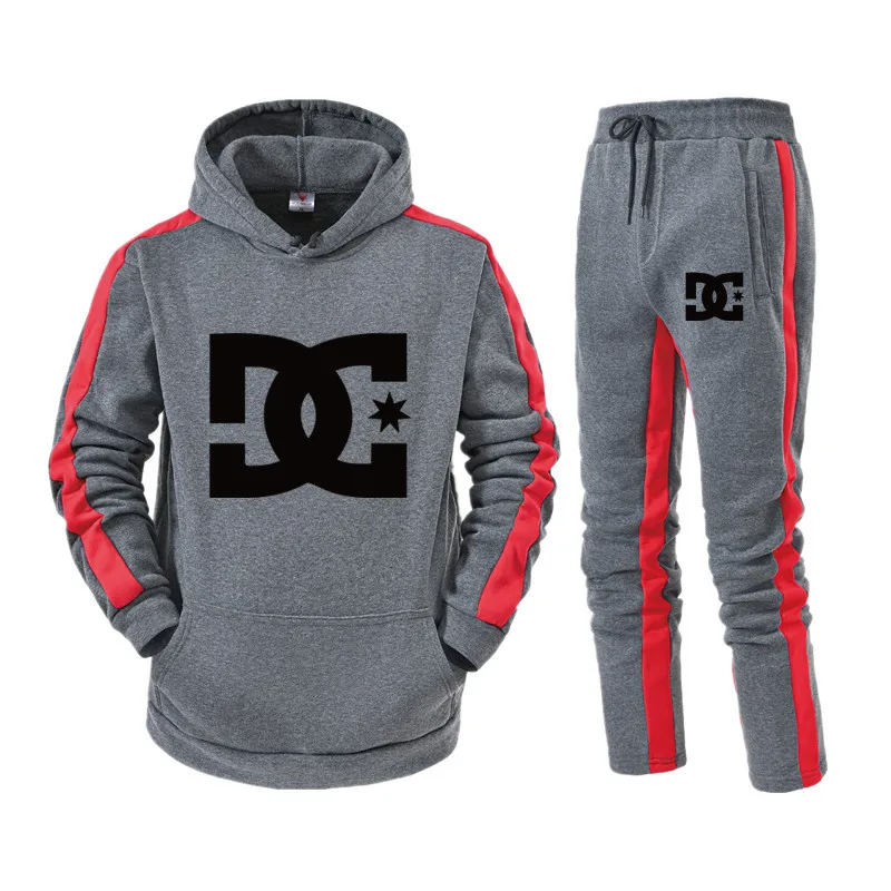 

2021 new sports casual men's hooded sweatshirt + trousers pullover hooded sports color matching suit for men and women general