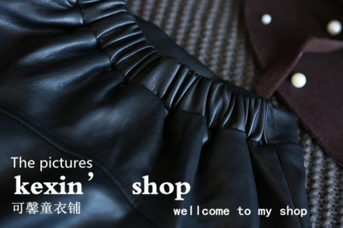 Новая брендовая черная юбка из искусственной кожи для девочек базовая осенне