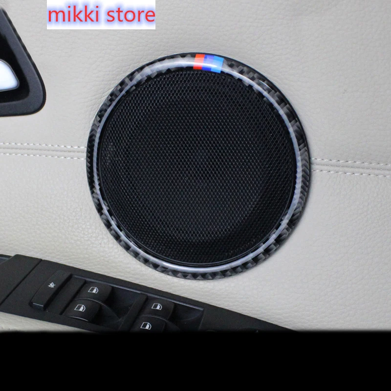 

Автомобильный Стайлинг для BMW E90 E84 3 серии X1 кольцо из углеродного волокна для автомобильной двери колонки звуковые украшения громкий динам...