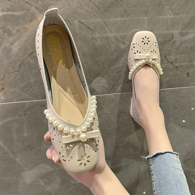 

Slimming Shoes Casual Heels Square Toe Lace-Up Hollow Slip On Chunky Sandals Clogs for Women 2021 All-Match Comfortable Grandmot