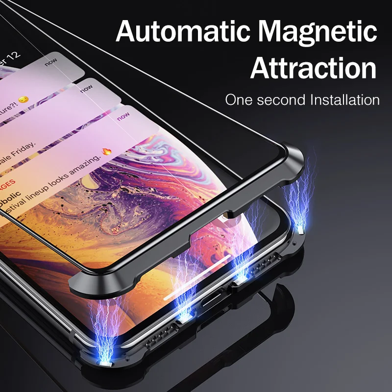 YKZ Магнитный чехол для телефона iPhone 7 8 Plus X XR XS Max закаленное стекло магнит