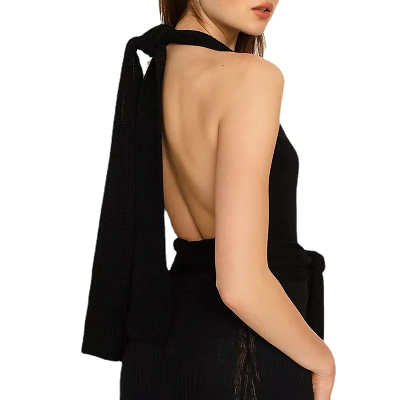 

Cover Up For Swimwear Women Beach Clothes Summer Clothing 2021 Dress New Knitted Backless Sexy Suspender Vest Print Polyester