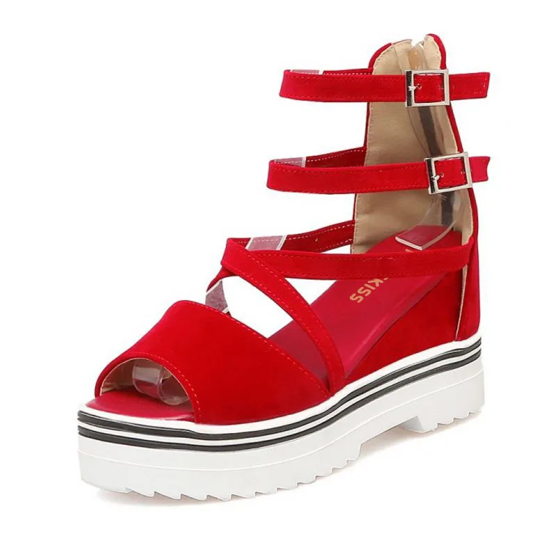 ZALAVOR/размеры 34 43 женские босоножки на высокой танкетке сандалии платформе с