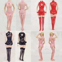 16 scale female clothing accessories stockings suit sexy lingerie pajamas lace black cheongsam miniskirt f 12 action figure