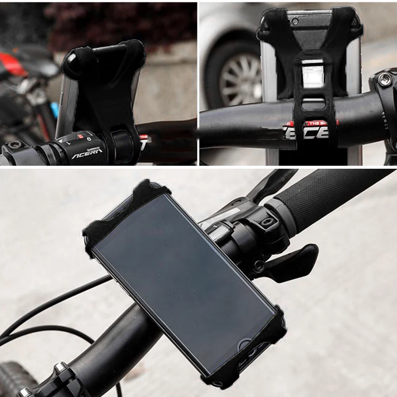 

Universal Motocycle Bicycle Mobile Phone Holder Shockproof Cycling Pull-type Cell Phone Silicone Bracket Bike Handlebar Bracket