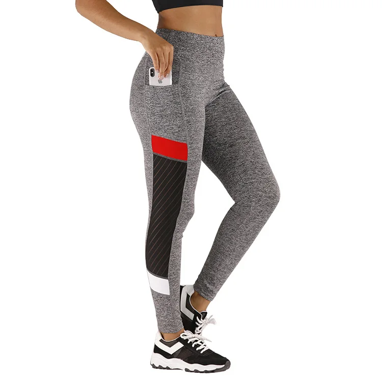 Женские сетчатые легинсы с боковым карманом для йоги в стиле пэчворк цветные