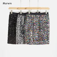 marwin 2020 new coming spring solid sequined straight mini empire high street style women skirts party holiday skirts