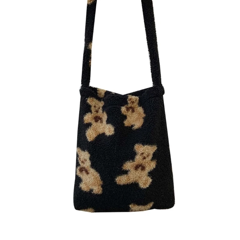 

Cute Plush Bear Pattern Women Crossbody Shoulder Bag Diagonal Messenger Casual Daily Wear Purse Large Capacity Clutch