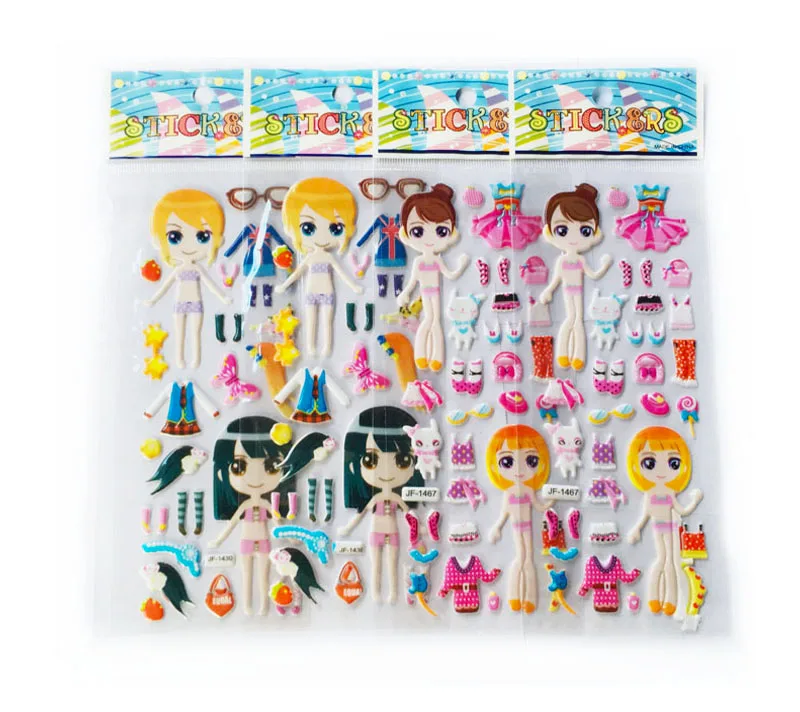 Привлекательные Мультяшные аниме наклейки для платья 3D ПВХ Пузырьковые игрушка