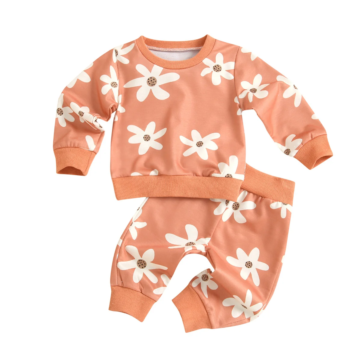

Infant Baby Girl’s Sweatshirt and Trousers Suit Fashion Flower Long Sleeve Tops and Long Pants