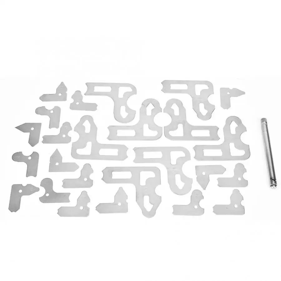 Measuring Tools 17pcs Stainless Steel Radius Gauge Set Fractional 1/64-1/2 Inch With Holder Angle Ruler | Инструменты