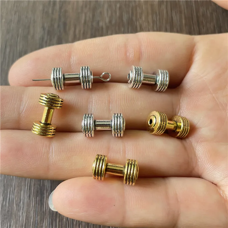 

JunKang 15pcs zinc alloy two-color barbell perforated connector DIY bracelet necklace jewelry crafts spacer bead accessories