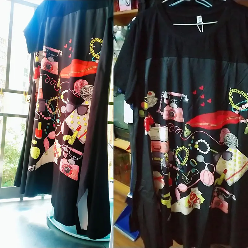 

Oversized Plus Size Women Dress Summer Fashion Short sleeve Print Casual Loose O collar Dresses Sundress Vestidio 6XL 5XL