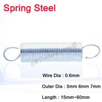 1251020pcs galvanized stretching spring wire dia 0 6mm outer dia 5mm 6mm 7mm length 152025303560mm with hook machinery