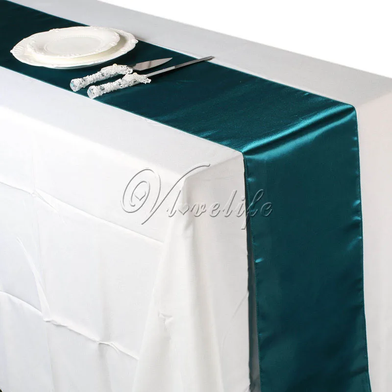 Бесплатная доставка 10 шт. бирюзовые Синие атласные настольные дорожки 12 &quotx 108&quot