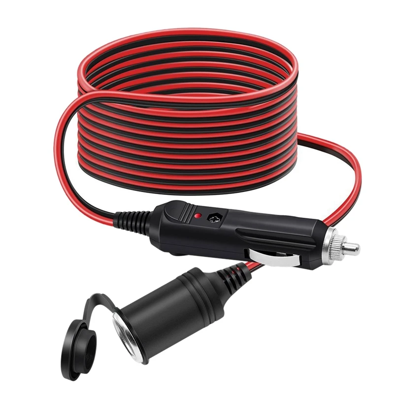 

NEW-3M 12V / 24V Car Extension Cable for Cigarette Lighter Dustproof Waterproof Car Battery Terminal Alligator Clip Socket Adapt