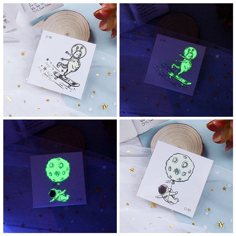 Светящиеся водостойкие Временные татуировки Explore Space маленькая девочка мальчик