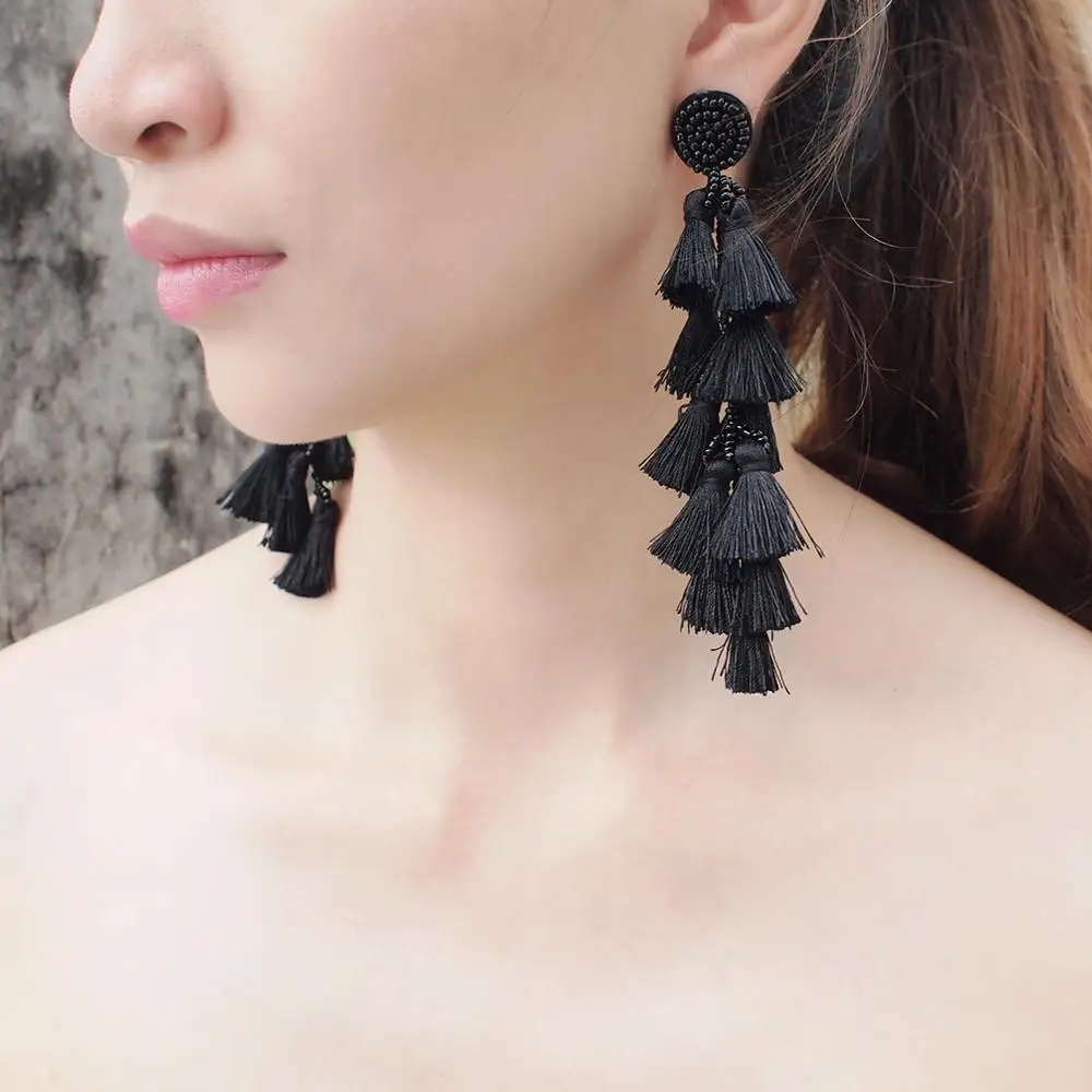 MANILAI полимерные серьги с бусинами и кисточками для женщин Бохо ручной работы