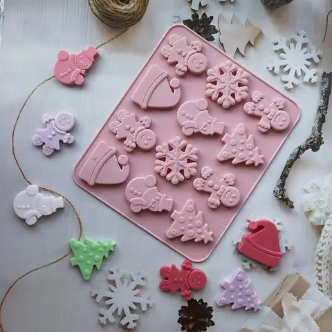12 дюймов, Рождественская фотоформа для шоколадного торта, праздничное украшение, кухонные инструменты для выпечки, ручная форма для мыла