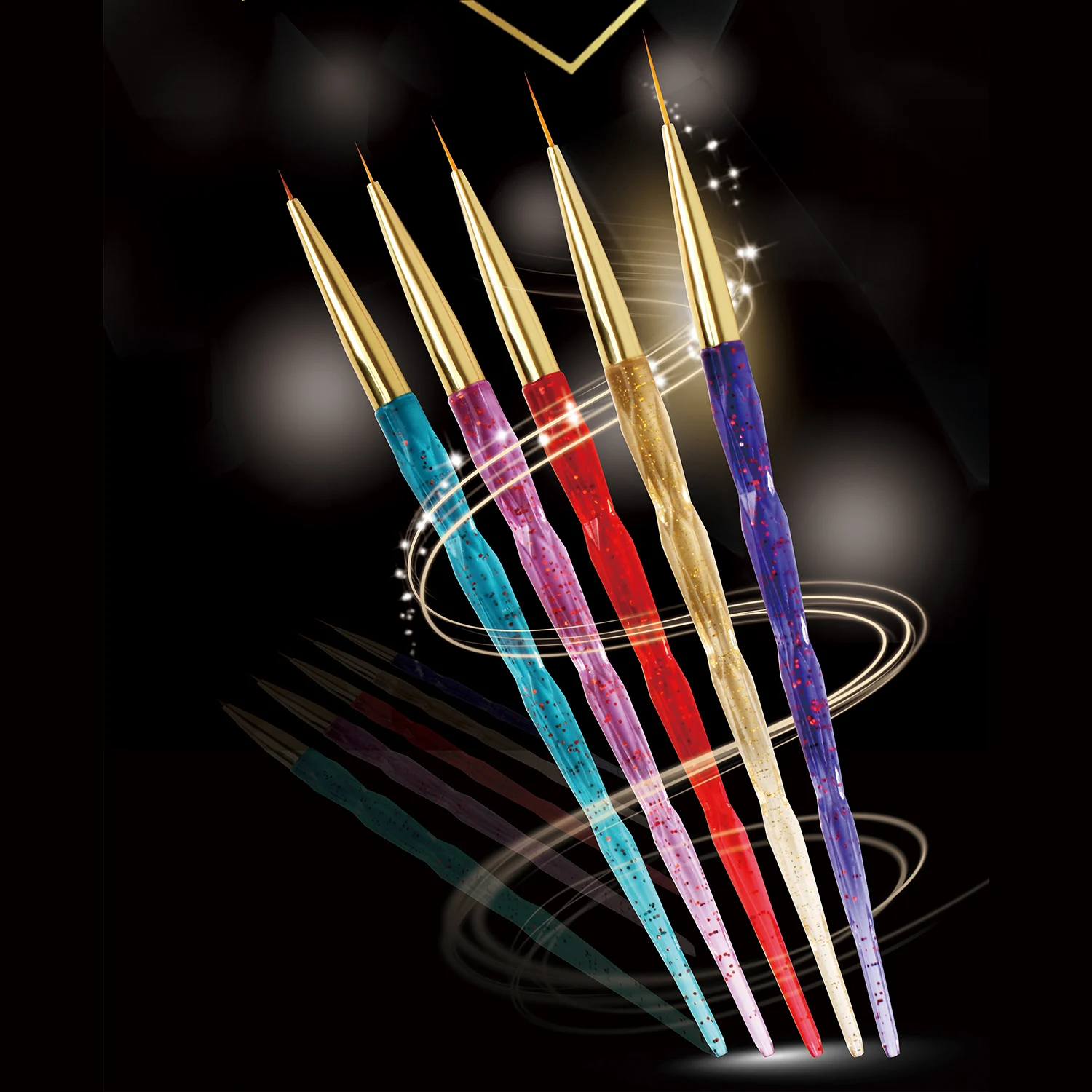 5 шт ногтей лайнер кисти для полос точечный набор ручек рисования|Кисти ногтей| |