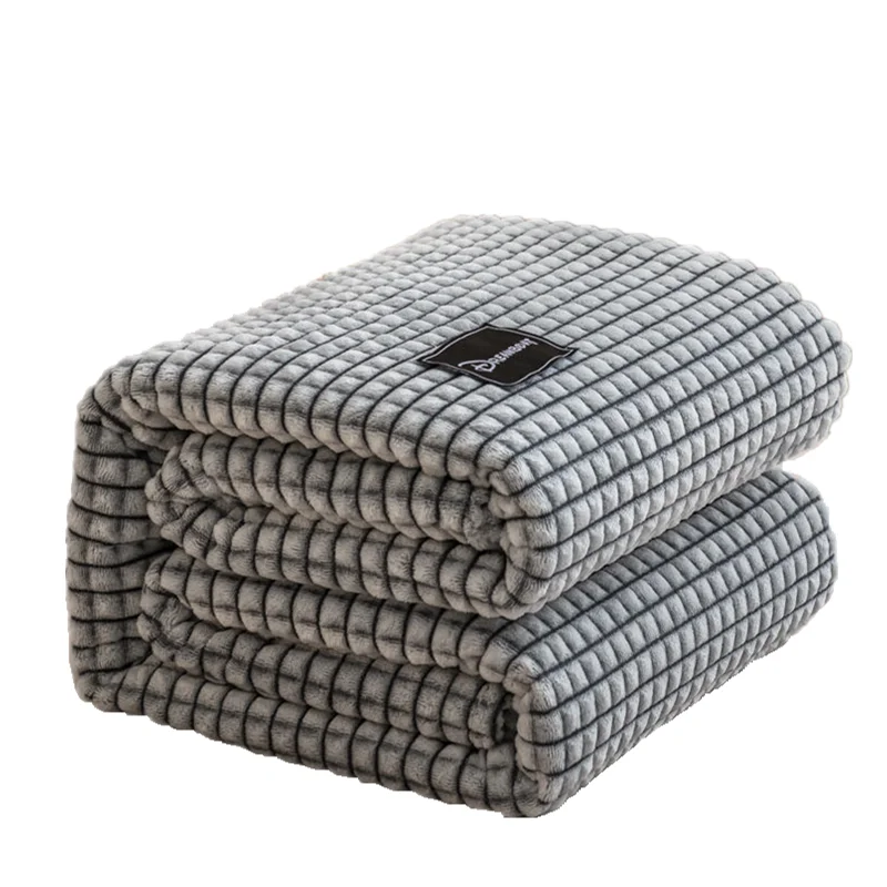 Flannel Bedspreads Soft Warm Blankets for Bed Flannel Plaid for Beds Coral Fleece Blankets Gray Color Plaids Single