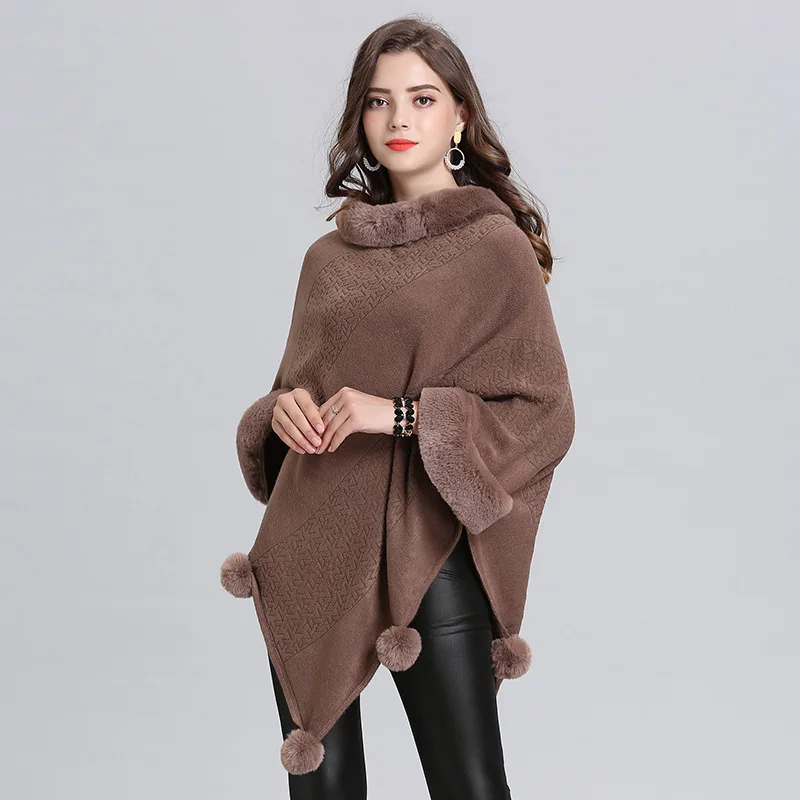 Новинка 2021 стильная женская зимняя накидка с рукавом летучая мышь Женское