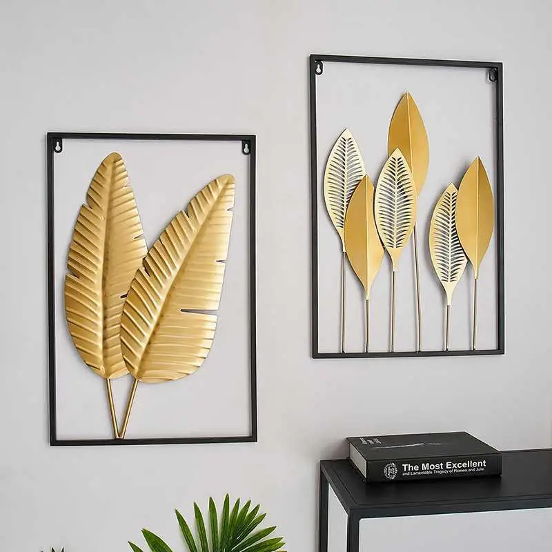 

Metal Leaf Wall Hanging Geometric Iron Art Background Wall Decor Ornaments Room Wall Hangings For Home Decoration Accessories