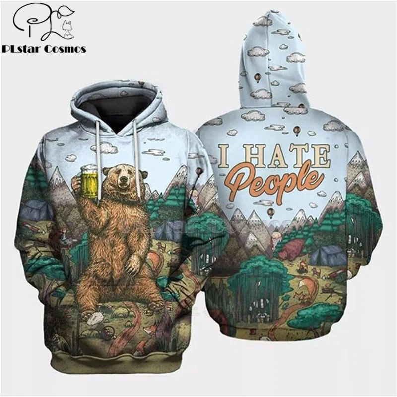 Худи мужское в стиле Харадзюку Свитшот унисекс с объемным рисунком охотничьего