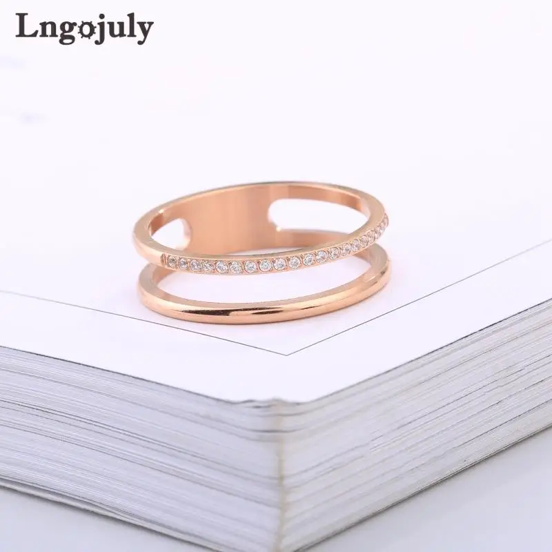 

Fashion Women Titanium Steel Rings Jewelry RoseGold Titanium Rings For Women Girlfriend Lovers Anniversary Party Luxury Jewelry