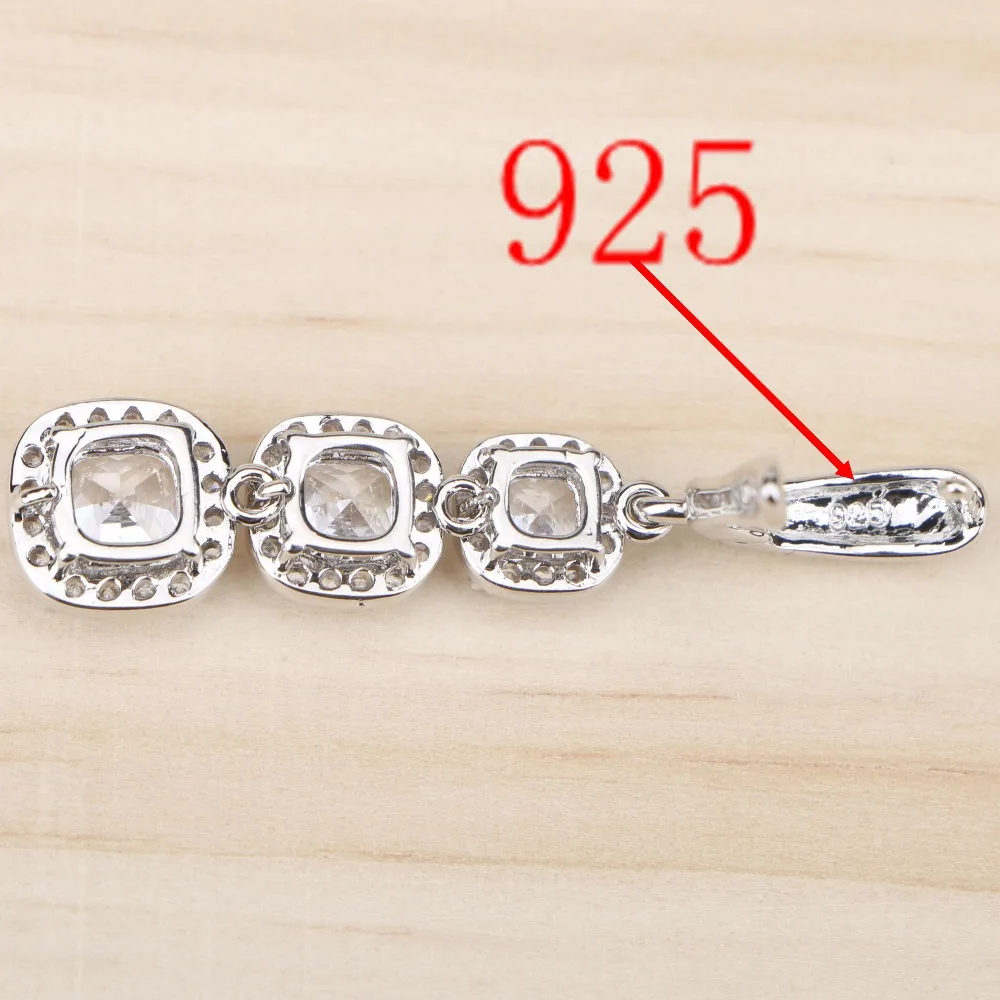 

Women White Zircon Silver 925 Jewelry Sets Bracelets Pendant Necklace Rings Earrings With Stones Set Jewelery Free Gift Box