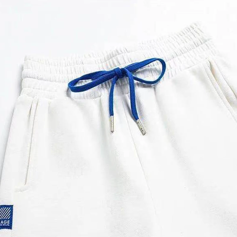 

High Waist Plus Size Womens Pants 2021 Spring Fashion Cotton Blend Splicing Bandage Elastic Sports Wide leg Trousers For Female