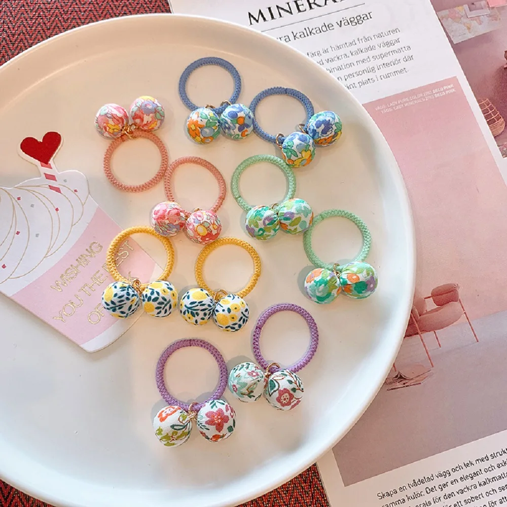 10 шт. Тканевая резинка для волос с маленькими шариками милая в клетку прозрачная