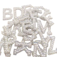 26pcslot a z pearl rhinestone english letter alphabet sew iron on patch badge 3d handmade letters patches bag jeans applique
