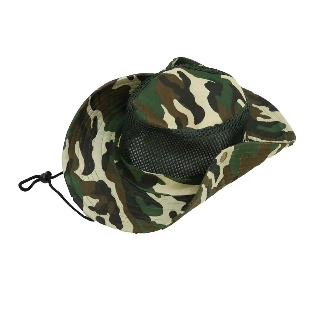 

Unisex fisherman hats for mountain climbing bucket cap with visor canvas camouflage screen cloth ventilate outdoor travel hats